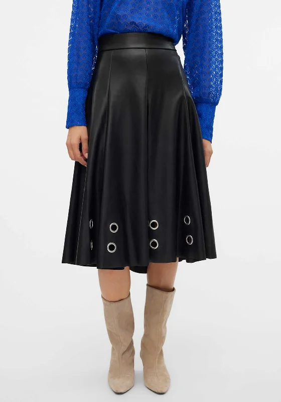 Vero Moda Emmy Faux Leather Eyelet Skirt, Black lace skirt elegant