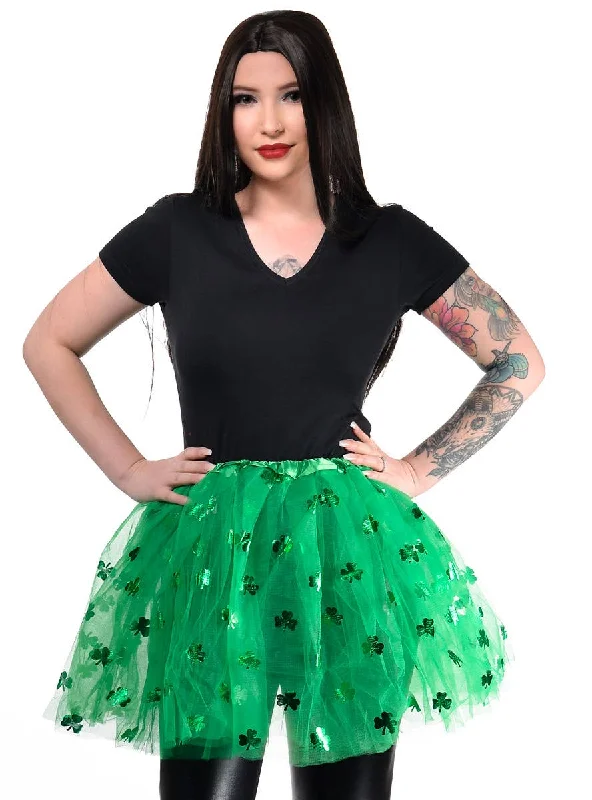 Lucky Clover Print Womens Green Tutu Skirt cashmere skirt fine
