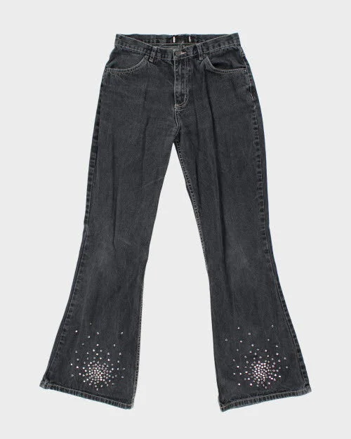 Y2k 00s Studded Black Jeans - W28 L32 Fashionable Slim Fit Jeans