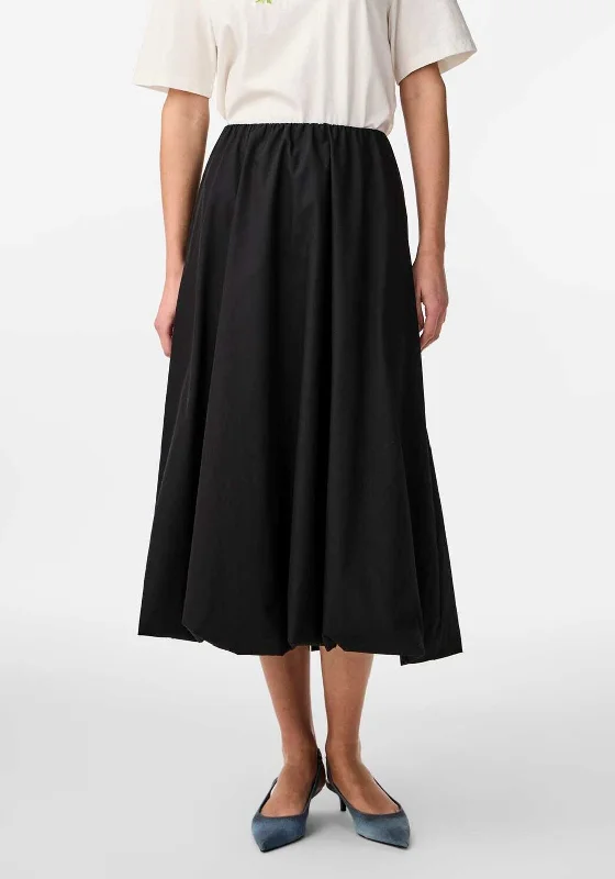 Y.A.S Sascha Balloon Midi Skirt, Black chiffon skirt floaty