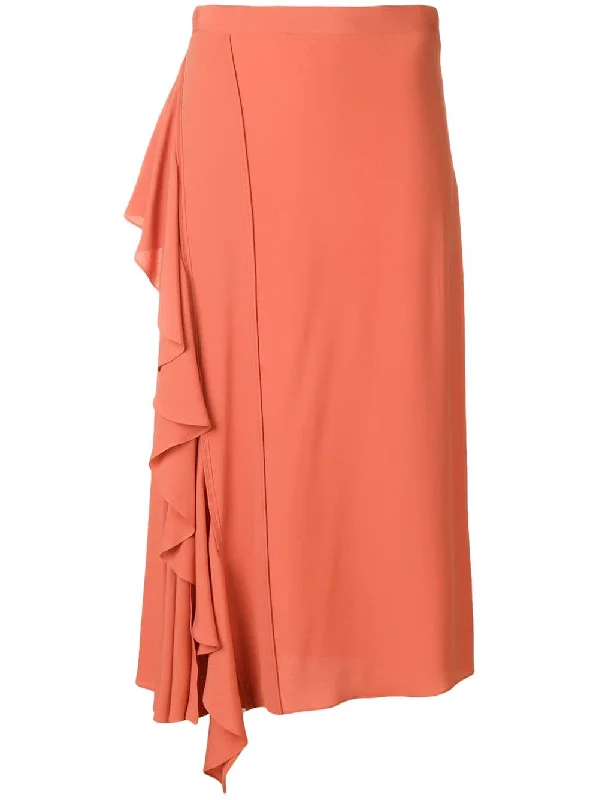 ruffled midi skirt chiffon skirt airy