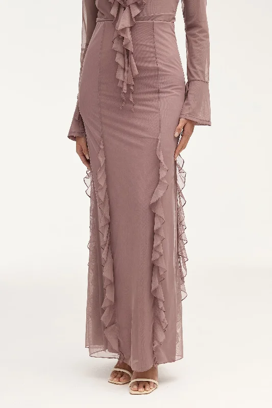 Adriana Waterfall Maxi Skirt - Twilight Mauve modal blend skirt