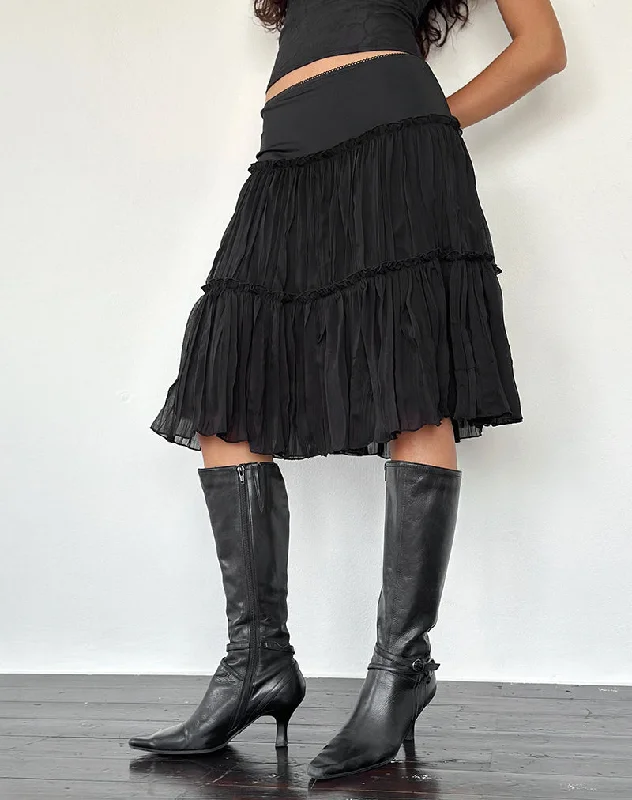 Anahita Tiered Skirt in Chiffon Black tulle skirt dreamy