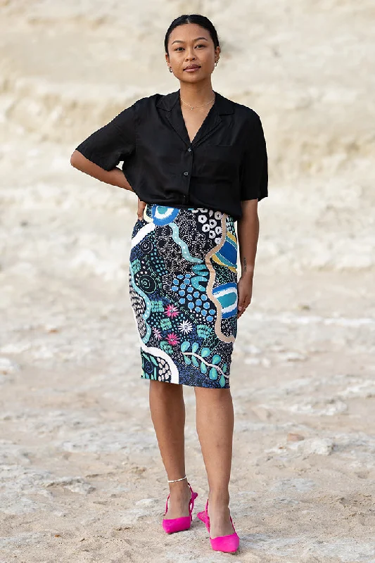 By The Waterhole Pencil Skirt velvet skirt glossy