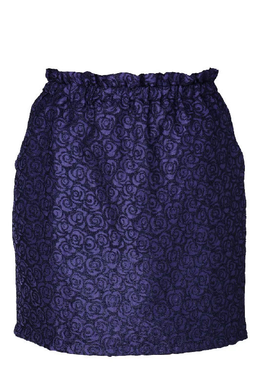 C BLOCK ROSALINE Black Purple Brocade Skirt linen skirt light