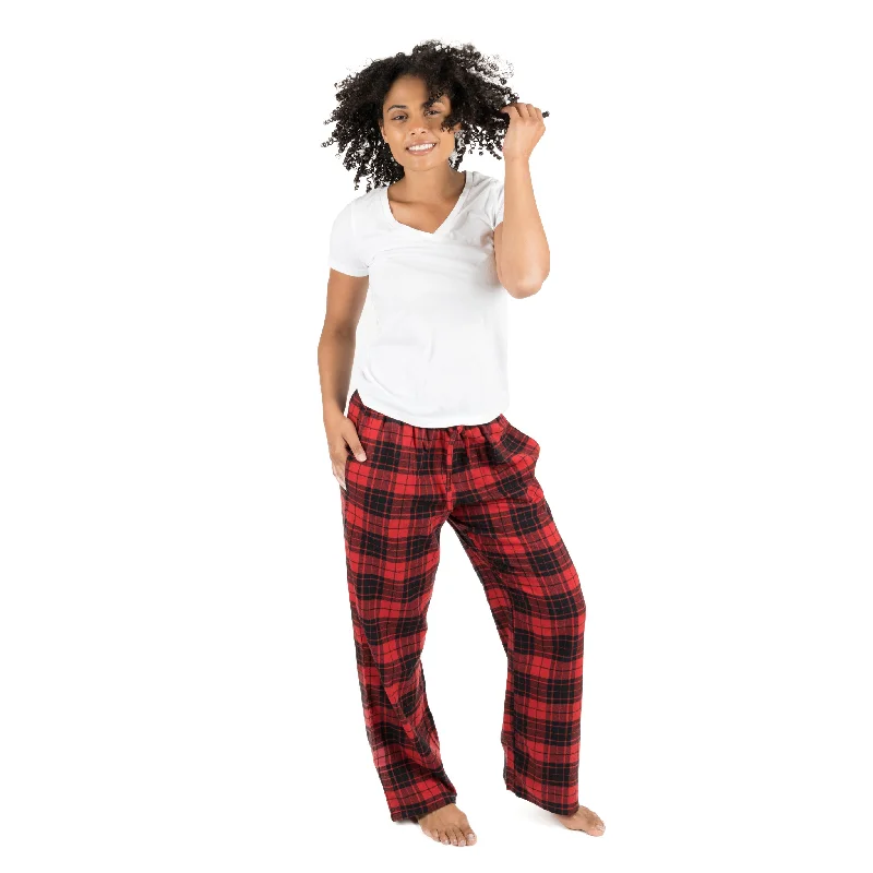 Christmas Womens Flannel Pajama Pants Plaid Stretch Fit Pants