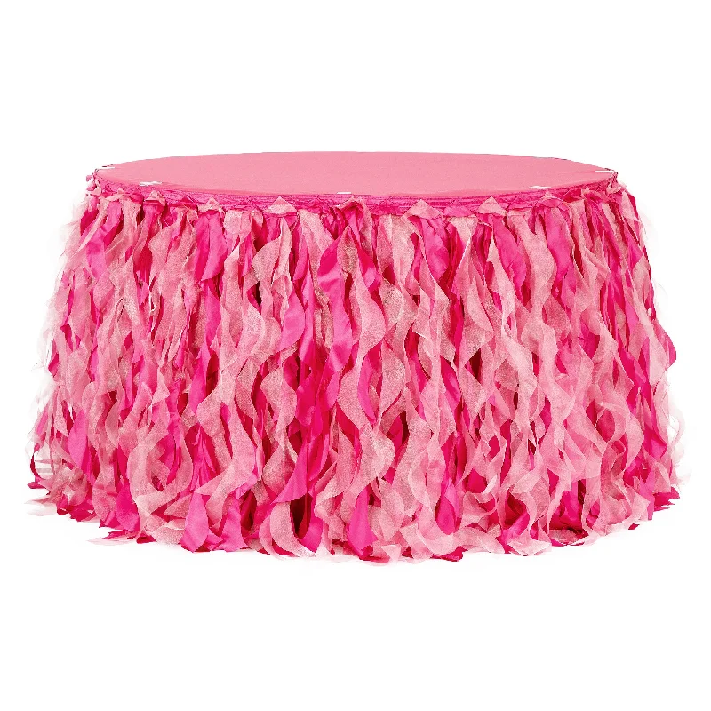 Curly Willow 14ft Table Skirt - Fuchsia linen skirt relaxed