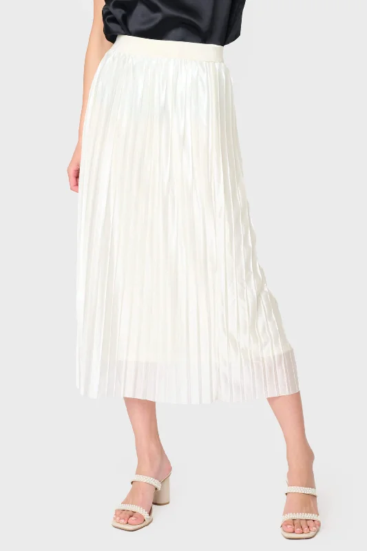 Erin Shine Pleated Midi Skirt cotton skirt soft