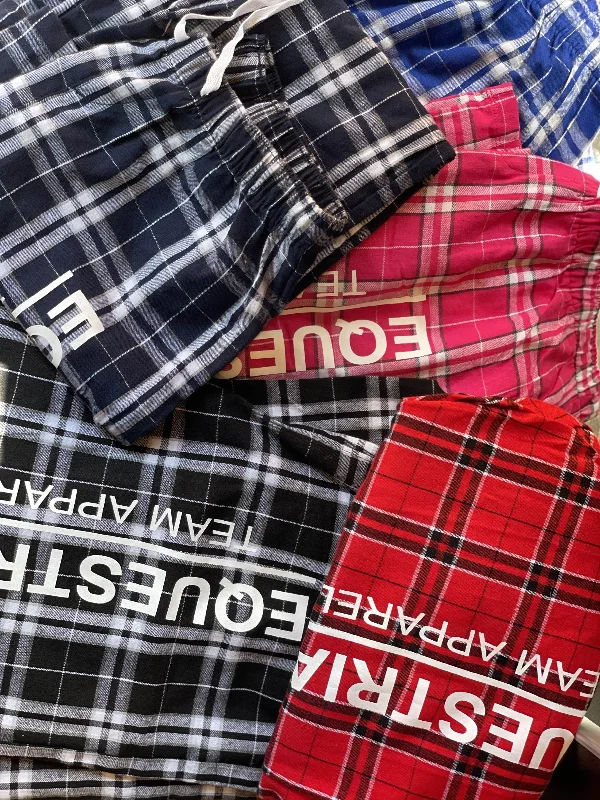 Equestrian Team Apparel- Plaid Flannel Sweat Pants (ETA Logo) Cozy Lounge Pants