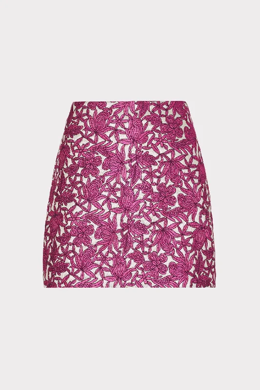 Floral Jacquard Skirt leather skirt sleek