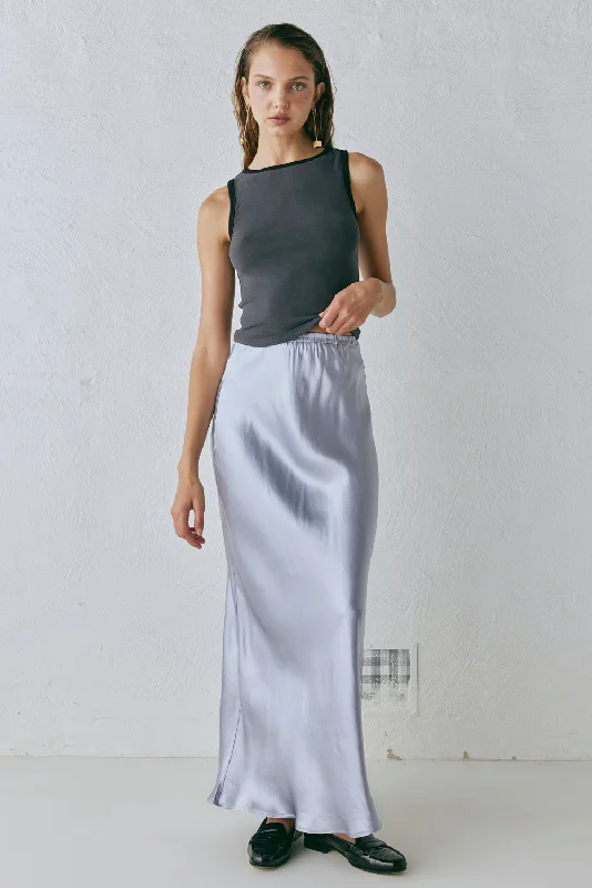 Florence Bias Cut Maxi Skirt Pearl spandex blend skirt