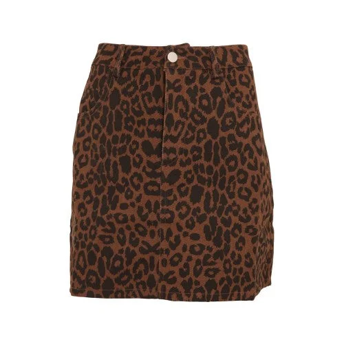 Girls On Film Womens/Ladies Ronnie Leopard Denim Skirt asymmetrical skirt cut