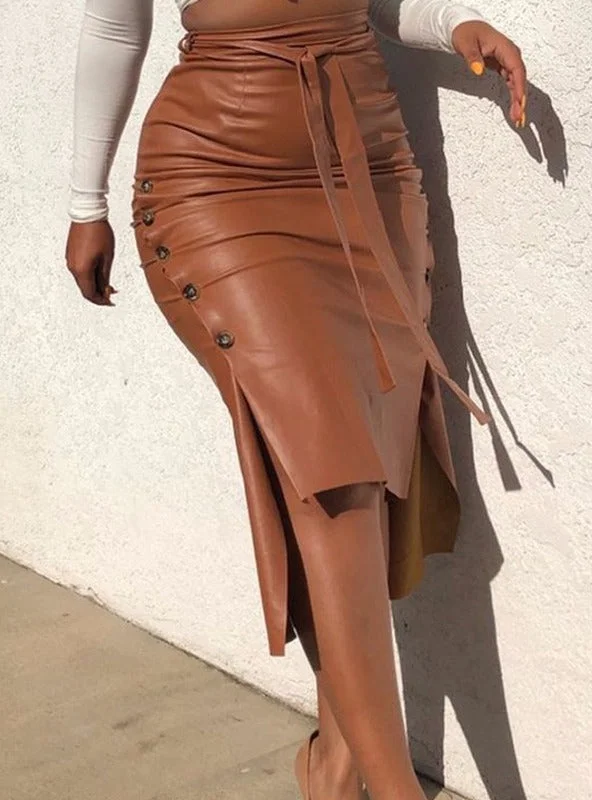 Gorgeous Lace Up High Slit Maxi Velvet Skirt silk skirt elegant