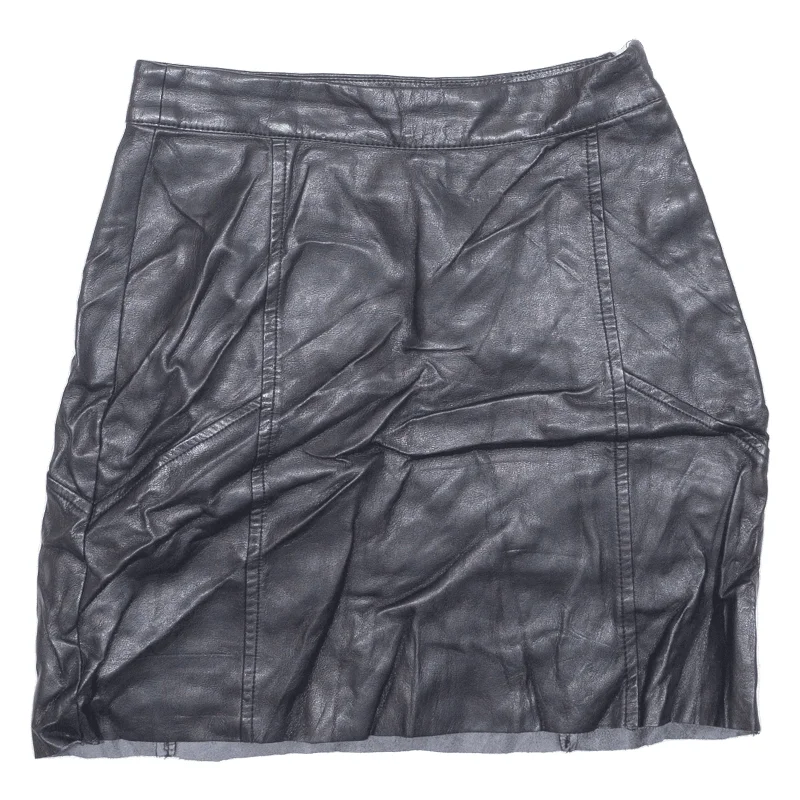 H&M Faux Leather Womens Straight Skirt Black Short UK 6 denim skirt classic