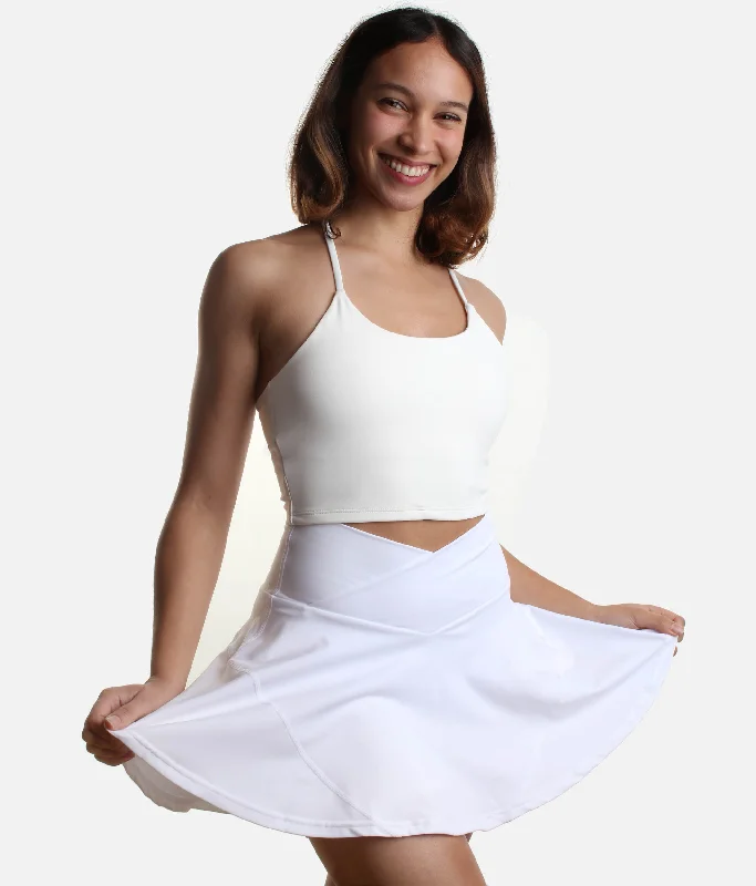 Crisscross Hourglass Twirl Skort in White: A Fresh Start to Every Outfit wool skirt breathable