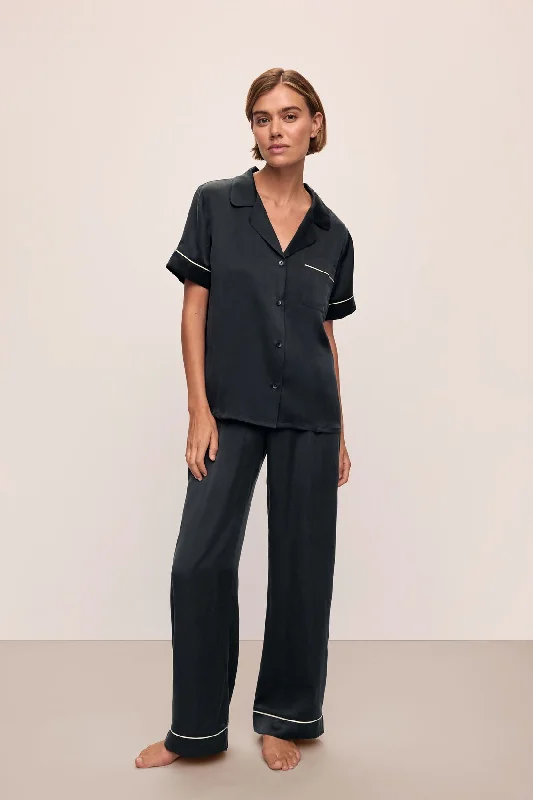 Inez Washable Silk Short Sleeve Pant PJ Set Soft Stretch Trousers