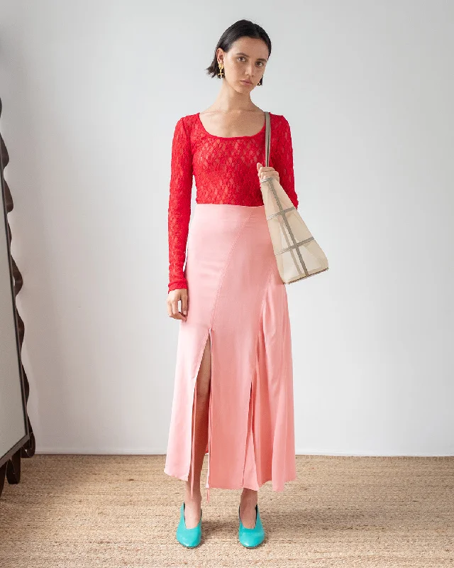 Joey Skirt Crepe Viscose Pink cashmere skirt fine