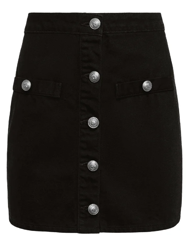 L'Agence Kris Button Front Denim Mini Skirt leather skirt durable