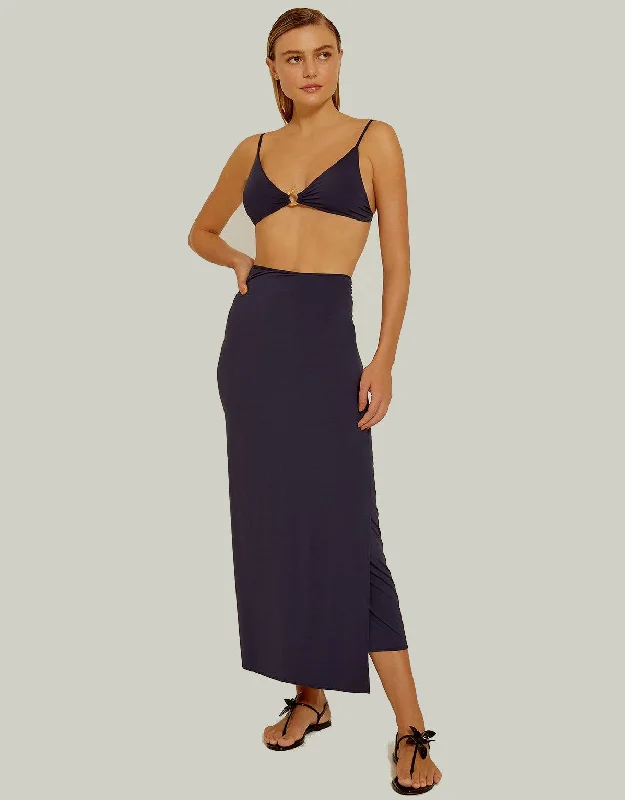 Knot Touch Sarong Indigo Blue pencil skirt chic