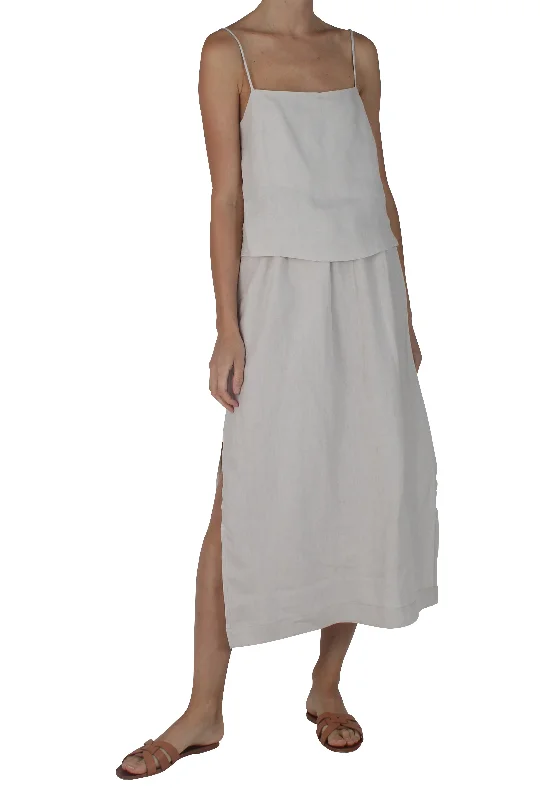 Pacific Linen Skirt Stone relaxed fit skirt