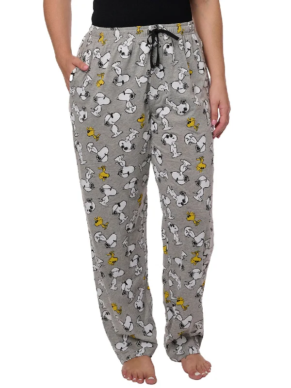 Peanuts Snoopy & Woodstock Women's Pajama Pants Lounge Wear Formal Dress Pants