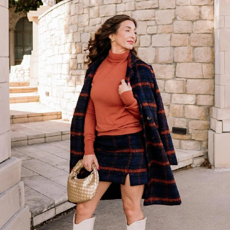 Perfection in Navy Plaid Wool Skirt chiffon skirt lightweight