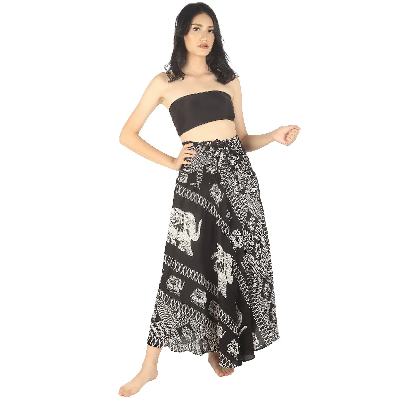 Pirate Elephant Women's Bohemian Skirt in Black SK0033 020023 01 silk skirt lustrous