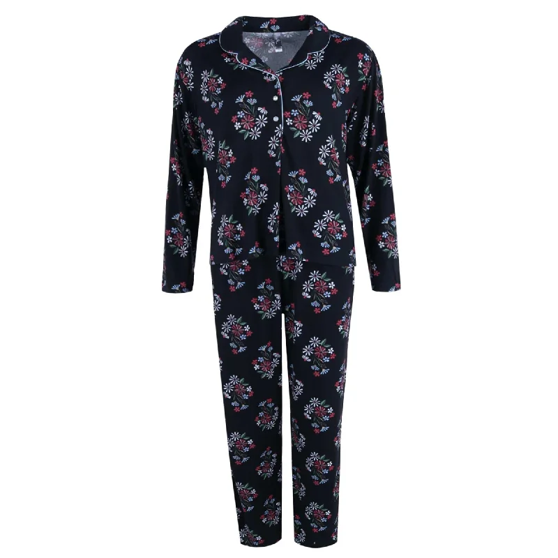 PJ Couture Women's Floral Notch PJ Pant Set Cozy Fitted Pants