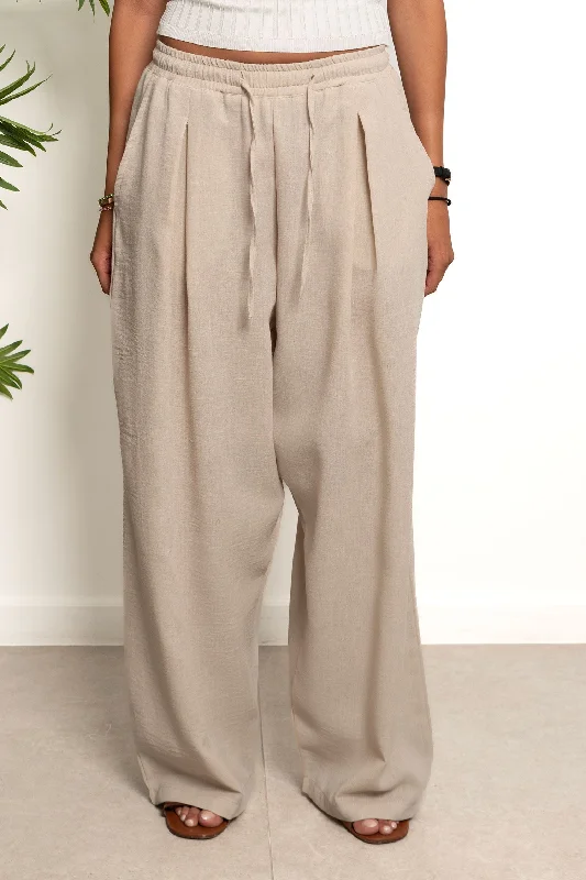 Pleated Linen Pants - Catwalk Stretch Fit Pants