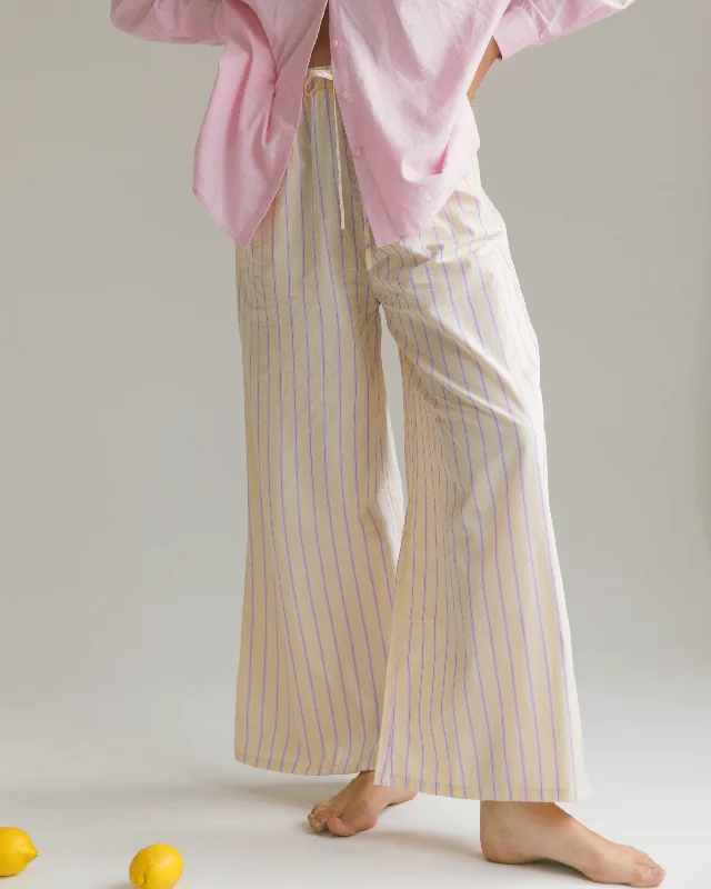 Posey Pants | Yellow & Purple Stripe Relaxed High-Waist Trousers