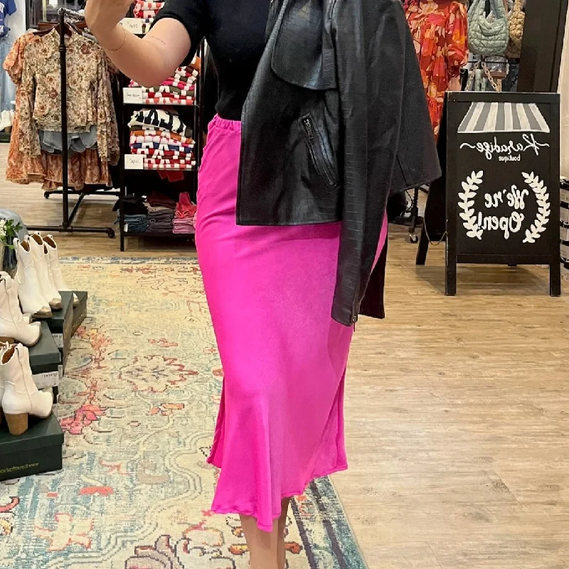 Sassy In Satin Solid Satin Midi Skirt velvet skirt sumptuous