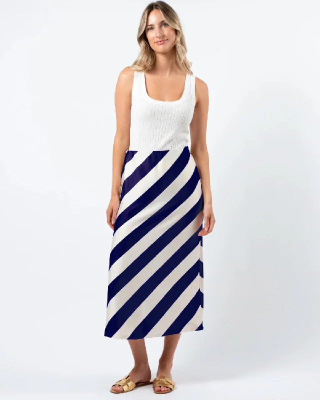 Stella and Gemma Erin Skirt Navy White Stripe leather skirt sleek