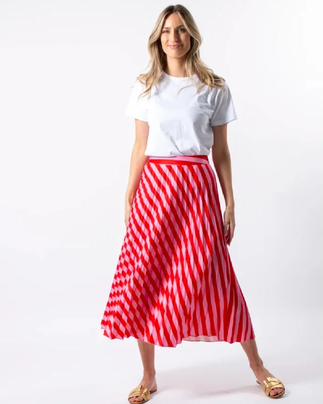 Stella and Gemma Pink Red Stripe Brigette Skirt chiffon skirt flowing