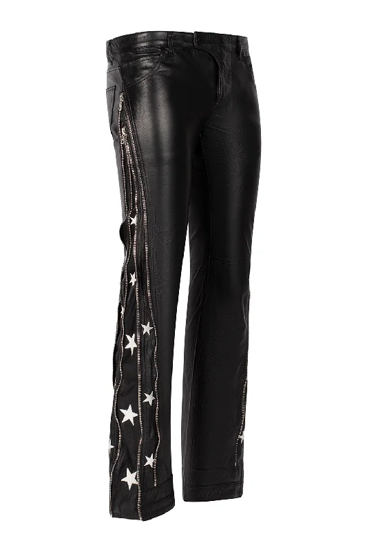 SUNSET RODEO LEATHER PANTS-BLACK Sleek Black Pants