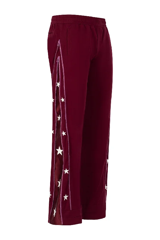 SUNSET RODEO TRACK PANTS-BURGUNDY High-Waist Yoga Pants