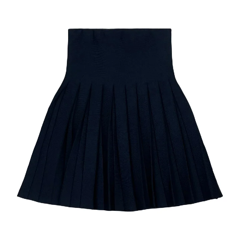 Teela Navy Pleated Skirt cashmere skirt soft