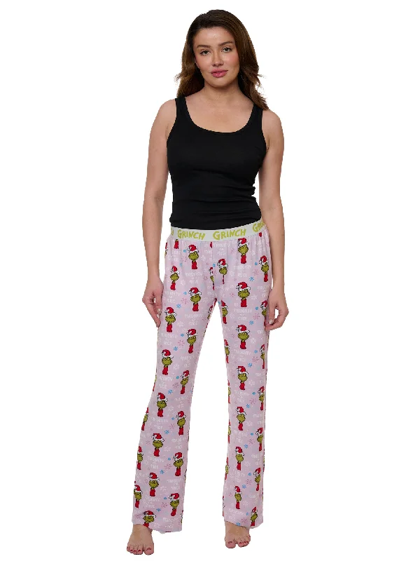 Womens The Grinch Pajama Pants Sleepwear Lounge Pants Naughty or Nice Trendy Wide-Leg Pants