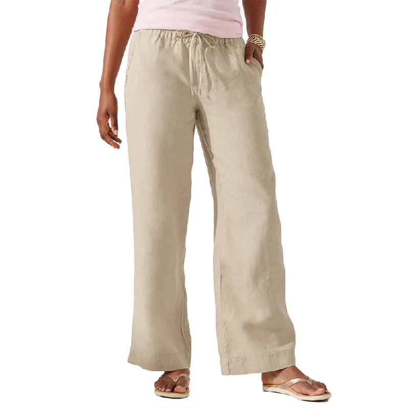 Tommy Bahama Women's Two Palms Straigh High Rise Easy Linen Pants - Natural* Soft Stretch Leggings