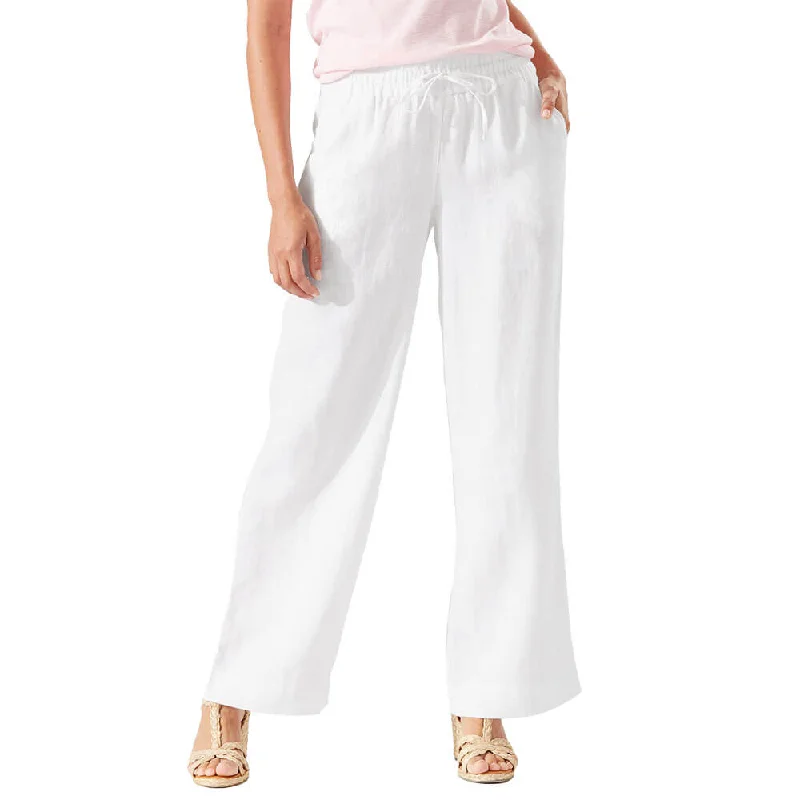 Tommy Bahama Women's Two Palms Straigh High Rise Easy Linen Pants - White* Soft Wool Pants