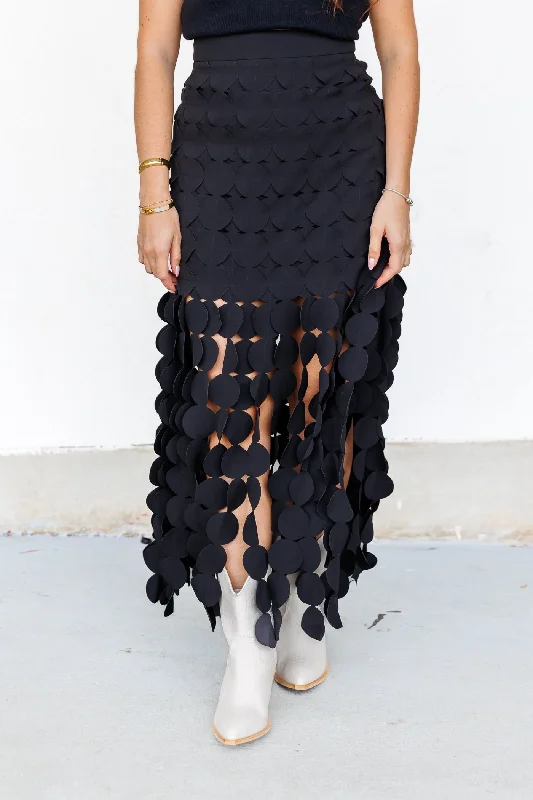 CHER LASER-CUT SKIRT flowy skirt hem