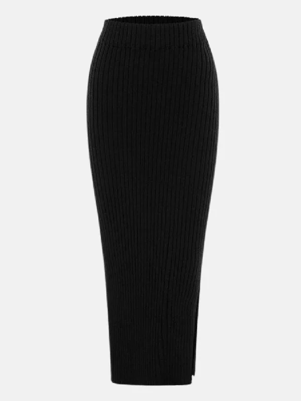 Wistful Knit Midi Skirt asymmetrical skirt cut