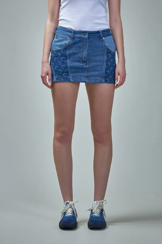 Regenerated Denim Mini Skirt chiffon skirt airy