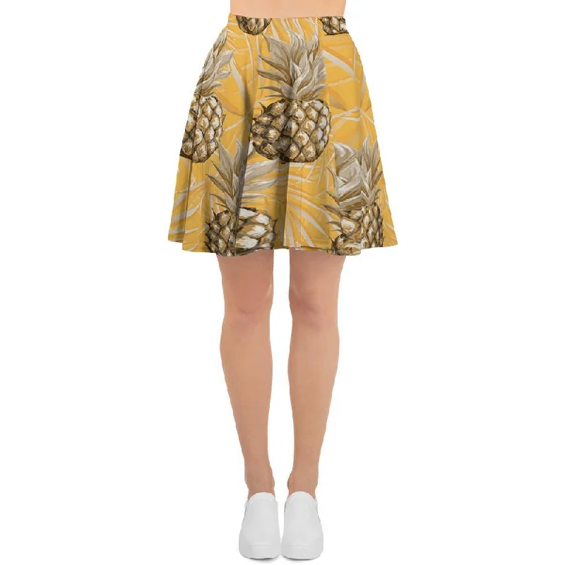 Yellow Hawaiian Pineapple Print Women's Skirt leather skirt durable