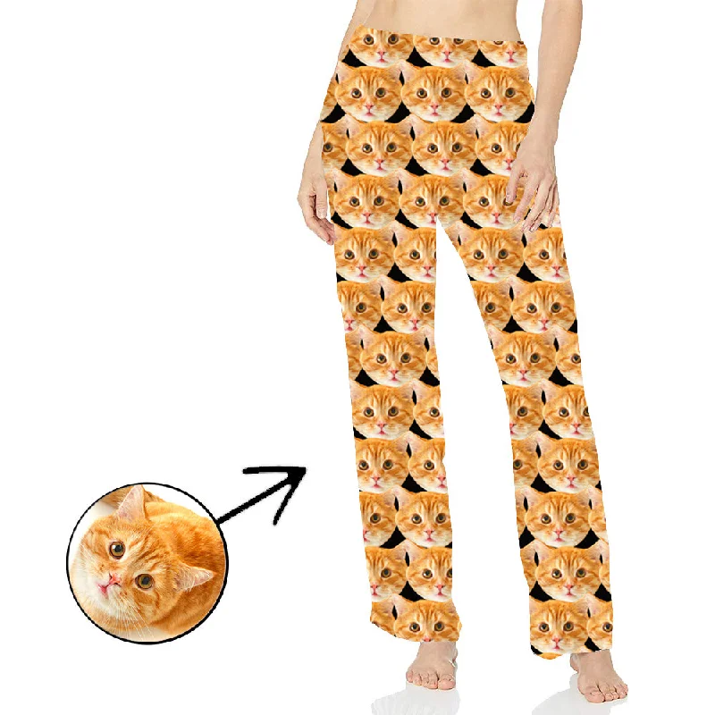 Custom Photo Pajamas Pants For Women Mash Face Long Sleeve Soft Stretch Pants