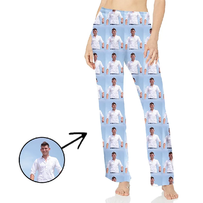 Custom Photo Pajamas Pants For Women Whole Photo Long Sleeve Cozy Fitted Pants