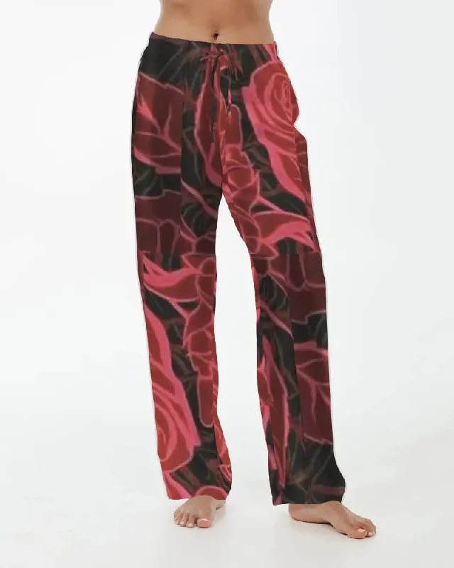 FZ NEW FLOWER PRINT Women's Satin Pajama Pants Classic Stretch Pants