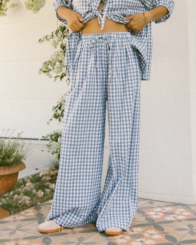 Posey Pants | Blue Gingham Stylish Slim Trousers