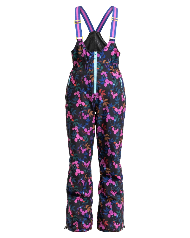 Roxy X Rowley Women's Insulated Technical Snow Bib Pants - True Black / Darkreds Floral Elegant High-Waist Pants