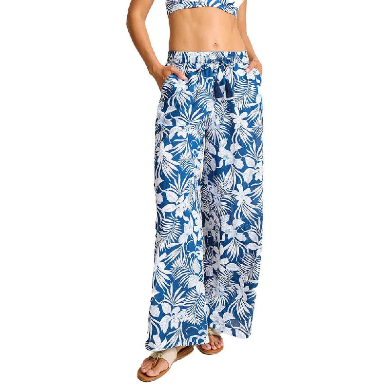 Tommy Bahama Womens Blooms Drawstring Pant Coverup - Indigo Tide Stylish Paperbag Waist Pants