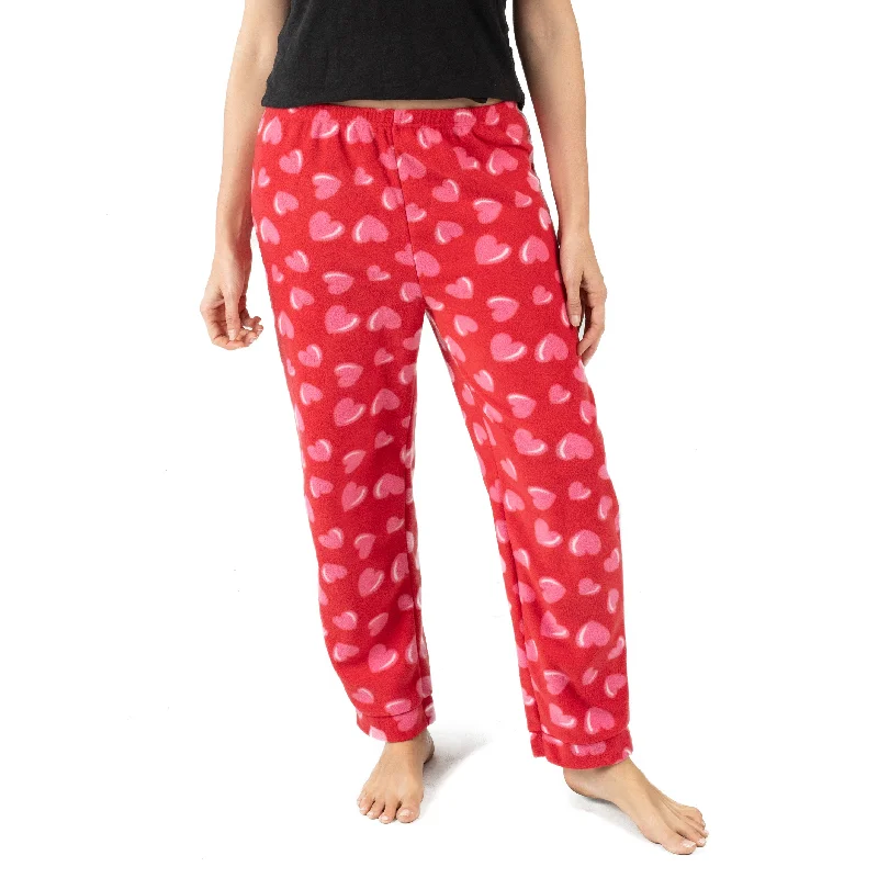 Womens Fleece Pajama Pants Heart Chic Capri Pants